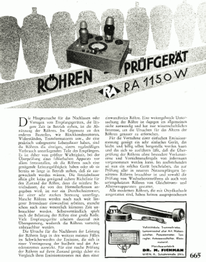 Röhrenprüfgerät RA1150W; Radio Amateur, (ID = 2760051) Equipment