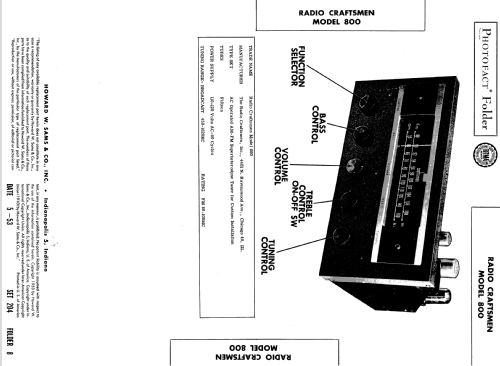 800 AM-FM Tuner; Radio Craftsmen Inc. (ID = 1713032) Radio