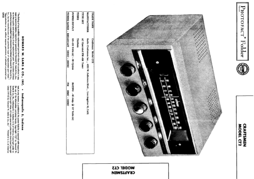 CT2 FM-AM Tuner; Radio Craftsmen Inc. (ID = 866274) Radio