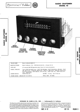 10 AM-FM Tuner; Radio Craftsmen Inc. (ID = 3080647) Radio