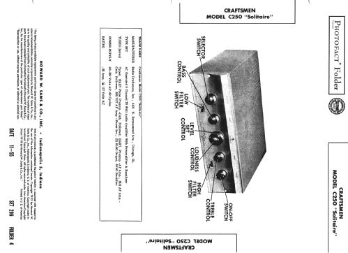 C250 'Solitaire' 20 Watt Audio Amp.; Radio Craftsmen Inc. (ID = 2660416) Ampl/Mixer