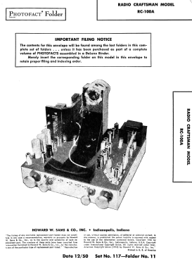 RC-100A RC-100A; Radio Craftsmen Inc. (ID = 2808493) Fernseh-E