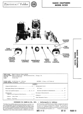 RC-201 B/W Television; Radio Craftsmen Inc. (ID = 2979205) Television