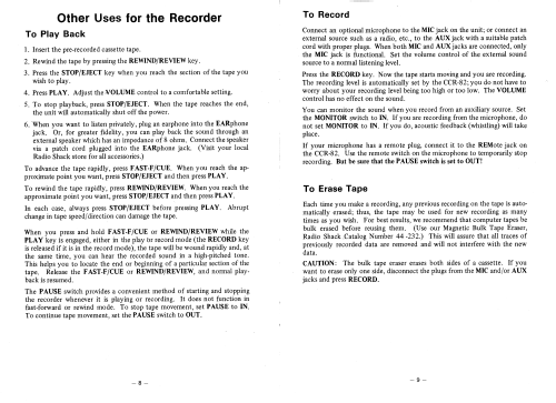 Computer Cassette Recorder TRS-80 CCR-82 Model 26-1209; Radio Shack Tandy, (ID = 2044644) Computer & SPmodules