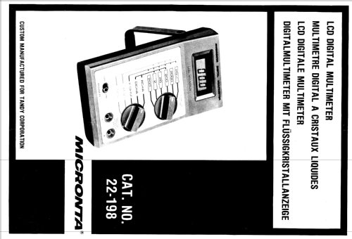 Micronta Digital Multimeter 22-198; Radio Shack Tandy, (ID = 2313954) Equipment