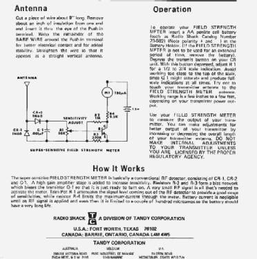 Science Fair Field Strength Meter in a P-box 28-139; Radio Shack Tandy, (ID = 2733862) Kit