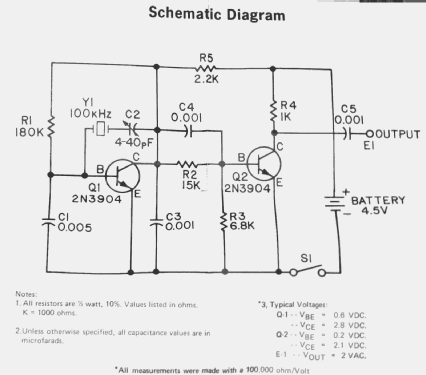 Science Fair Frequency 100 kHz Standard Cat. No.= 28-140; Radio Shack Tandy, (ID = 2733400) Kit