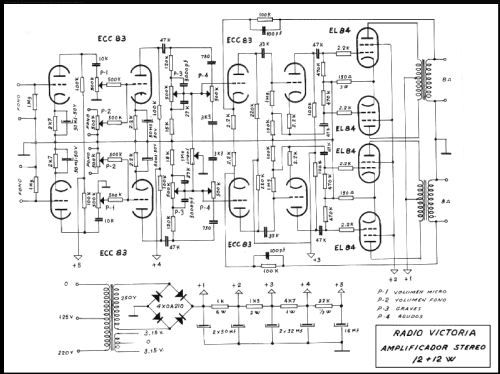 Amplificador Stereo 12+12 W; Radio Victoria; (ID = 2426687) Ampl/Mixer