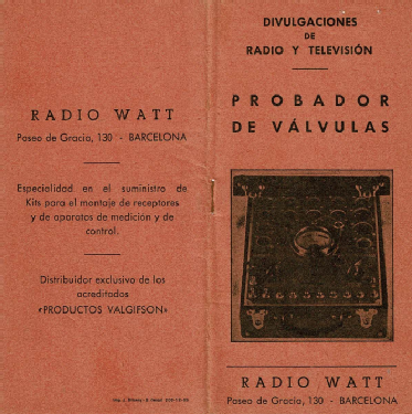 Comprobador de válvulas Valgifson Service ; Radio Watt Valgifson (ID = 2961029) Ausrüstung