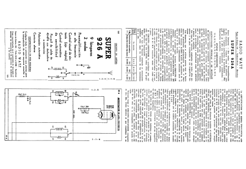 Super 926-A; Radio Watt Valgifson (ID = 2266146) Radio