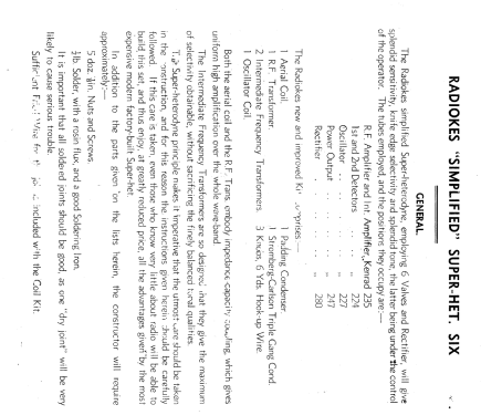 Simplified Superheterodyne 6 ; Radiokes; Sydney (ID = 2455539) Radio