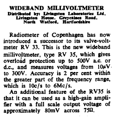 Wideband Millivoltmeter RV 35; Radiometer; (ID = 2782835) Equipment