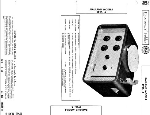 1925 ; Rauland Corp.; (ID = 534526) Enrég.-R