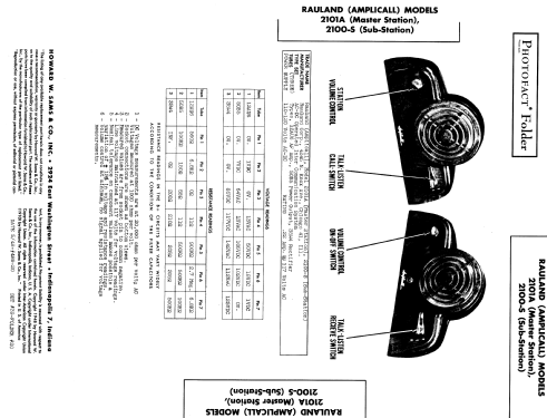 Amplicall 2100-S Sub-Station ; Rauland Corp.; (ID = 974702) Parlante