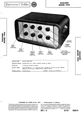 1904; Rauland Corp.; (ID = 2940799) Ampl/Mixer