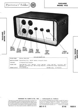 1932; Rauland Corp.; (ID = 2967239) Ampl/Mixer