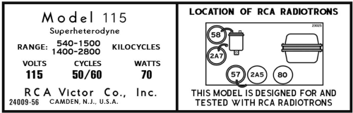 115 ; RCA RCA Victor Co. (ID = 3054636) Radio