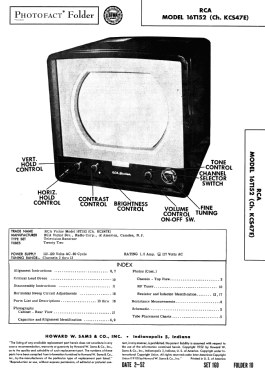 16T152 Ch= KCS47E; RCA RCA Victor Co. (ID = 3024640) Television