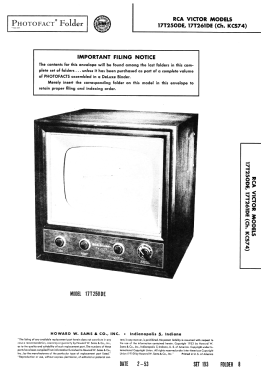 17T261DE 'Ainsworth' Ch= KCS74; RCA RCA Victor Co. (ID = 3139218) Television