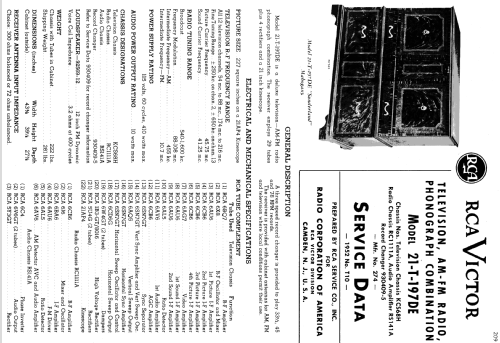 21T197DE 'Sunderland' Ch= KCS68H RC-1111A RS-141A; RCA RCA Victor Co. (ID = 1242878) TV Radio