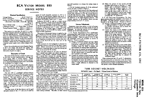 223 ; RCA RCA Victor Co. (ID = 1017165) Radio