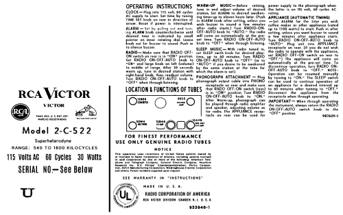 2-C-522 Ch= RC-1120-A; RCA RCA Victor Co. (ID = 3106941) Radio