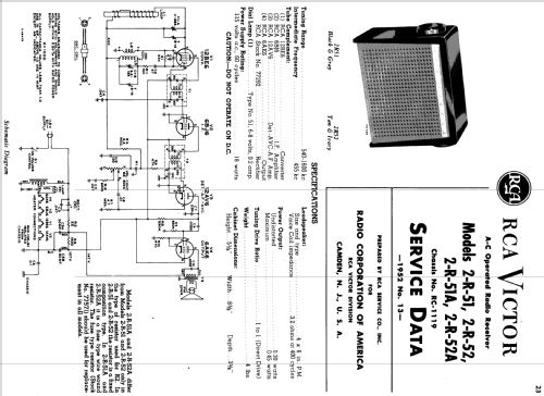 2-R-51 Ch= RC-1119; RCA RCA Victor Co. (ID = 1231343) Radio