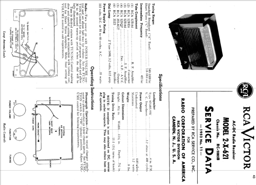 2-X-621 Ch= RC1085B; RCA RCA Victor Co. (ID = 1233842) Radio