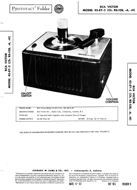 45-EY-2 Ch= RS-138A; RCA RCA Victor Co. (ID = 3044280) R-Player