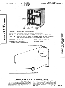 45-W-10 Ch= RC-1096A; RCA RCA Victor Co. (ID = 3034331) Radio