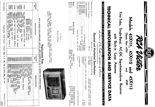 45X111 Ch= RC-459-J; RCA RCA Victor Co. (ID = 984337) Radio