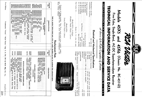 45X5 Ch= RC-457-D; RCA RCA Victor Co. (ID = 983583) Radio