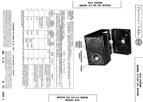 4Y511 Ch=RC-1134; RCA RCA Victor Co. (ID = 509990) Radio