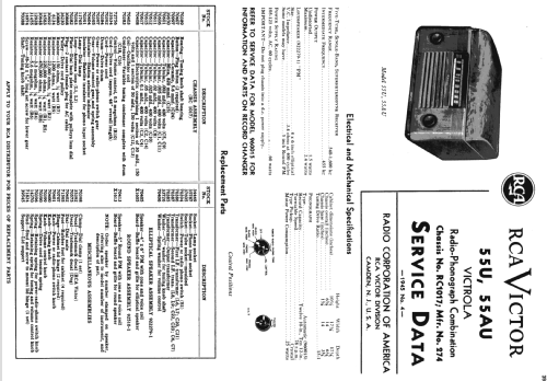 55AU Ch= RC-1017; RCA RCA Victor Co. (ID = 1109075) Radio