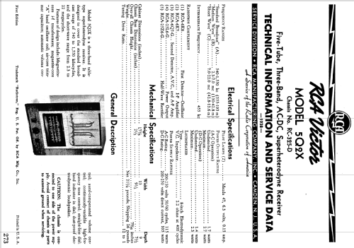 5Q2X Ch= RC-325D; RCA RCA Victor Co. (ID = 977121) Radio