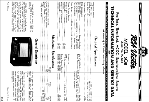 5Q8 F Ch= RC-396B; RCA RCA Victor Co. (ID = 983253) Radio