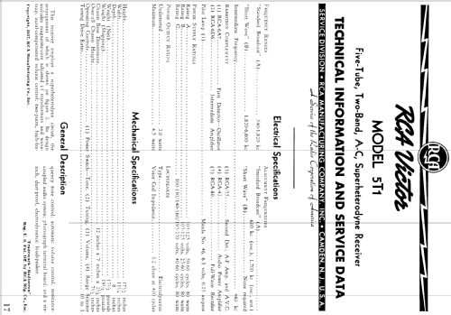 5T1 ; RCA RCA Victor Co. (ID = 908156) Radio