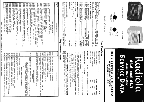 61-7 Ch= RC-594 ; RCA RCA Victor Co. (ID = 1107360) Radio