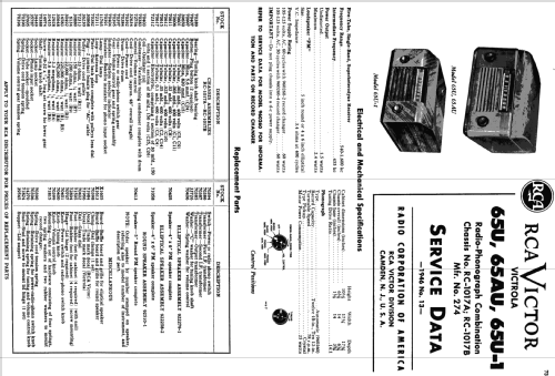 65AU RC1017A, RC1017B; RCA RCA Victor Co. (ID = 1107292) Radio