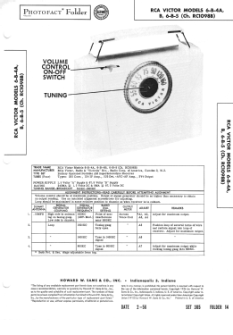 6-B-4B Ch= RC-1098B; RCA RCA Victor Co. (ID = 2720817) Radio