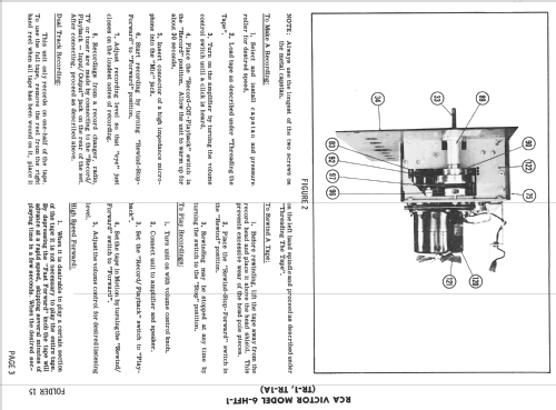 6-HFT-1 Tape Recorder TR-1A; RCA RCA Victor Co. (ID = 2467489) R-Player
