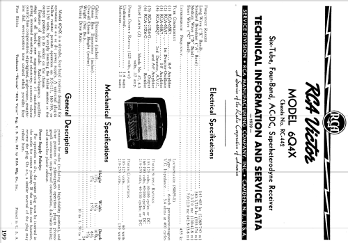 6Q4X Ch= RC-442; RCA RCA Victor Co. (ID = 983486) Radio