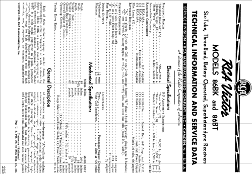 86BT ; RCA RCA Victor Co. (ID = 910679) Radio