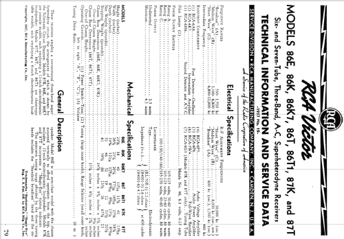 86K ; RCA RCA Victor Co. (ID = 908293) Radio