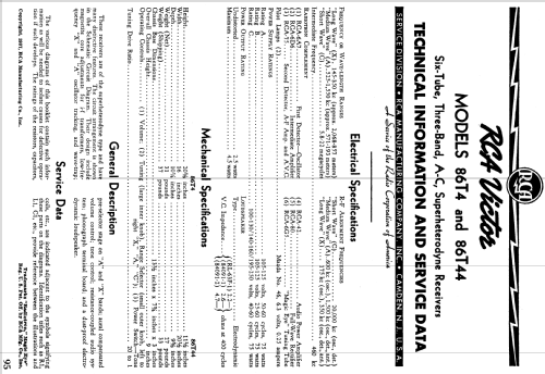 86T4 ; RCA RCA Victor Co. (ID = 938210) Radio
