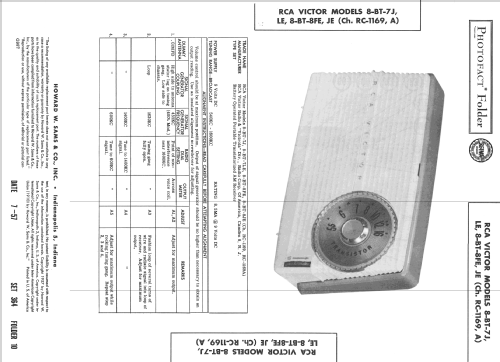 8-BT-7J Ch= RC-1169; RCA RCA Victor Co. (ID = 2408535) Radio