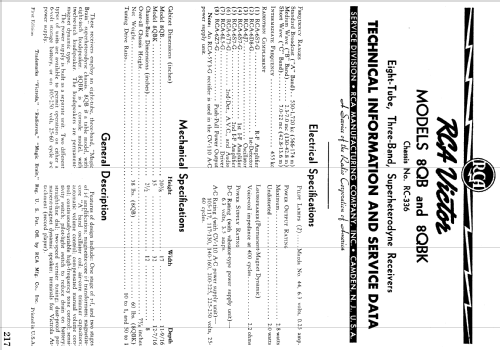 8QB Ch= RC-336; RCA RCA Victor Co. (ID = 976882) Radio