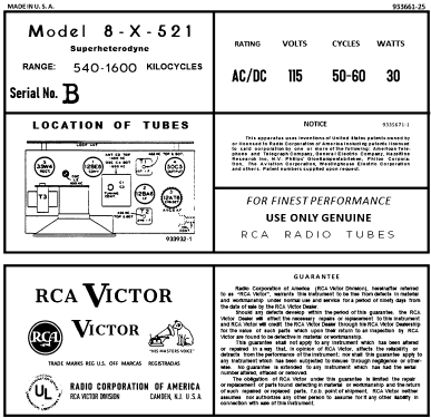 8X521 B-027924; RCA RCA Victor Co. (ID = 3045873) Radio