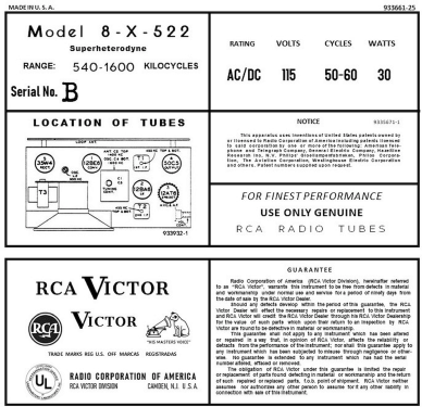 8X522 Ch=RC-1066; RCA RCA Victor Co. (ID = 3045876) Radio