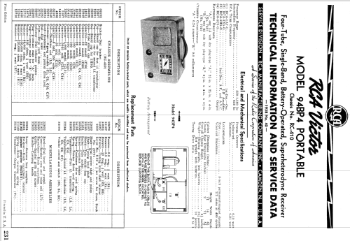 94BP4C Ch= RC-410; RCA RCA Victor Co. (ID = 976957) Radio